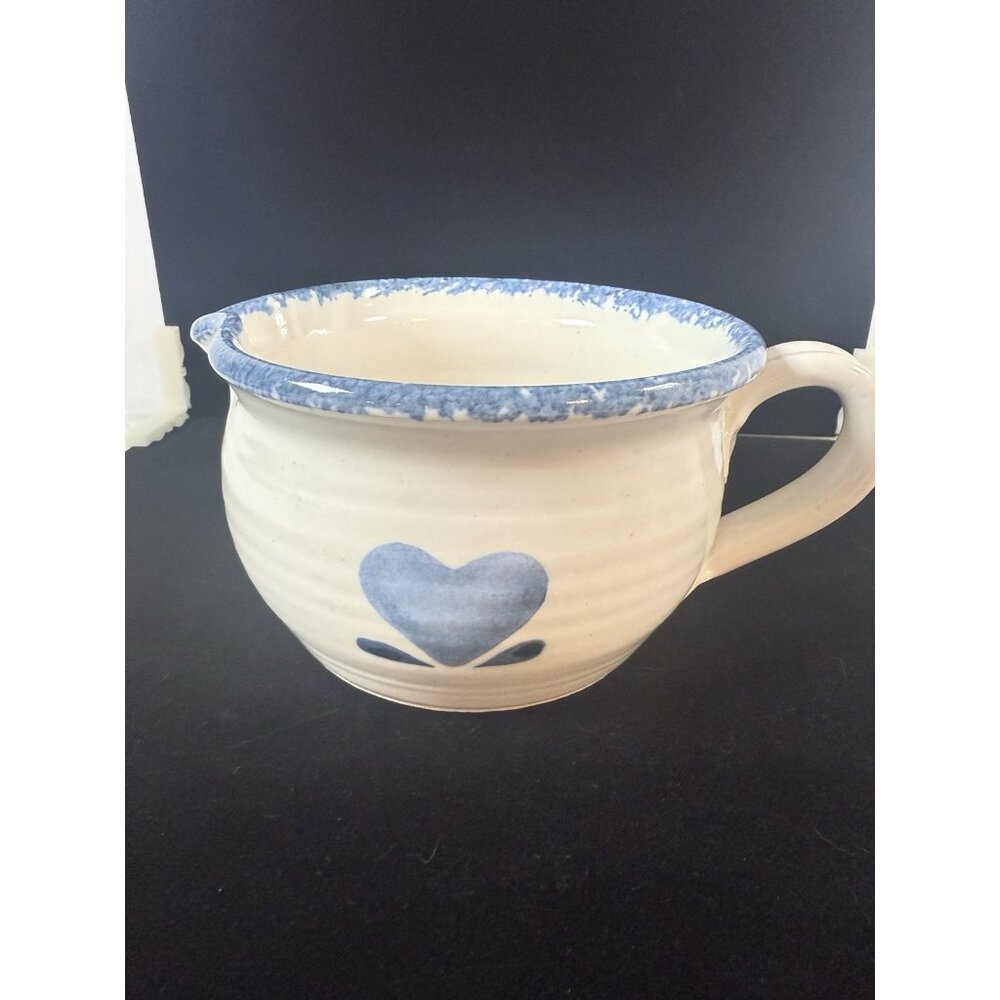 Chaparral Pottery‎ Blue Heart Spongeware Bowl Rare Americana Farmhouse USA